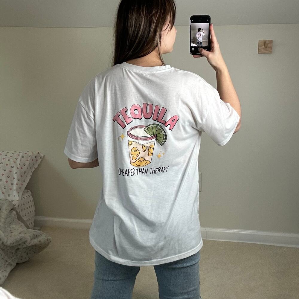 SHEIN: White Tequila Cartoon Tee - Picture 3 of 7